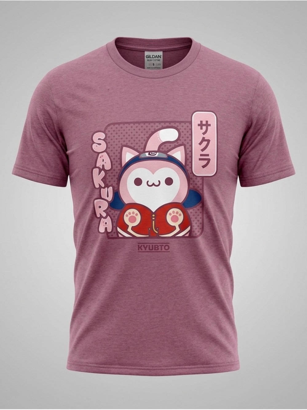 Naruto Sakura Anime Graphic T-Shirt Pink LG/GG Cotton Kawaii Cat Tee